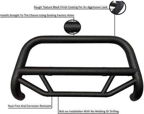 Black Horse Max T Bull Bar محكم الأسود متوافق مع 2010-2024 Toyota 4Runner (باستثناء 14-24 Limited و 19-22 Nightshade Edition و 22-24 TRD Sport Models) -MBT-MT0312 in Saudi Arabia