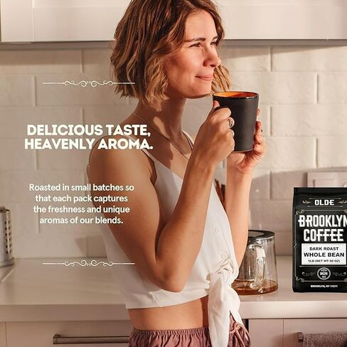 BROOKLYN COFFEE Whole Bean, French Dark Roast (5lb) Silky Smooth, Bold, Balanced - Fresh Bulk Coffee Beans Roasted Weekly in NYC in Saudi Arabia