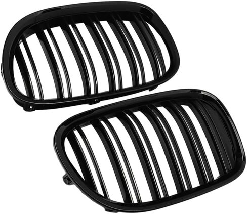 Chrome Car Front Kidney Grill Dual Slats for BMW 7Series F01 F02 730LI 740LI 750LI 760LI 745LI 2009-2015 51117184151 51117184152(Glossy Black) in Kuwait