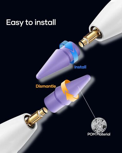 نصائح بديلة لـ Apple Pencil 2nd Gen/1st Gen/USB-C/Apple Pencil Pro Generation ، مطابقة تمامًا لـ Apple Pen Nibs ، Black ، 6 Pack in Kuwait