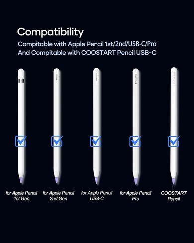 نصائح بديلة لـ Apple Pencil 2nd Gen/1st Gen/USB-C/Apple Pencil Pro Generation ، مطابقة تمامًا لـ Apple Pen Nibs ، Black ، 6 Pack in Kuwait