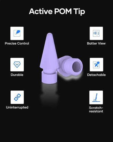 نصائح بديلة لـ Apple Pencil 2nd Gen/1st Gen/USB-C/Apple Pencil Pro Generation ، مطابقة تمامًا لـ Apple Pen Nibs ، Black ، 6 Pack in Kuwait