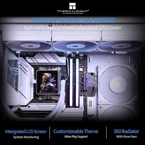 Thermalright Frozen Vision 360 Argb Black V2-Liquid Cpu Water Cooler ، مع مراوح PWM ، شاشة IPS IPS مربعة 2.88 بوصة لـ 480 × 480 بكسل ، مبرد ماء CPU CPU لـ AM4/AM5 ، Intel 1851/1700/115x in Kuwait