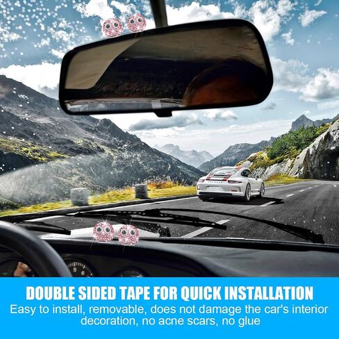 Mandark 6PCS Bling Car Rearview Mirror Accessories, Cute Soot Sprites Rhinestone Vehicle Dashboard Decoration, Diamond Funny Automotive Interior Ornament, Universal for Most Cars (Pink) in Saudi Arabia