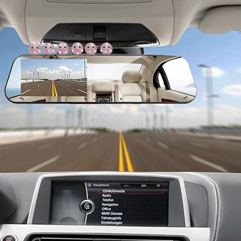 Mandark 6PCS Bling Car Rearview Mirror Accessories, Cute Soot Sprites Rhinestone Vehicle Dashboard Decoration, Diamond Funny Automotive Interior Ornament, Universal for Most Cars (Pink) in Saudi Arabia
