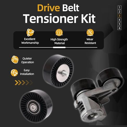 Belt Tensioner with Idler Pulley Kit Fits for BMW 135i/535i 08-10, for 335i 07-10, for 335i/535i xDrive 09-10, for 335is 11-13, for 335xi 07-08, for 535xi 08, for 1 Series M 11 L6 3.0L OE#39114 in Saudi Arabia