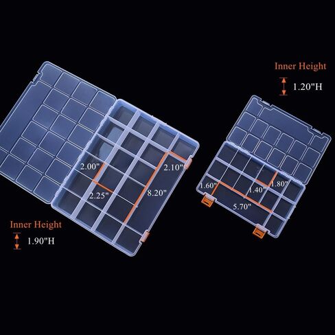 BangQiao 4 عبوات ثابتة من 21 شبكة صندوق تخزين بلاستيكي شفاف، علبة حاوية منظمة شفافة للأجزاء الصغيرة، الخرز، الأزرار، المجوهرات، الماس، مستلزمات الحرف اليدوية، مجموعة الخياطة، ملحقات DIY in Kuwait