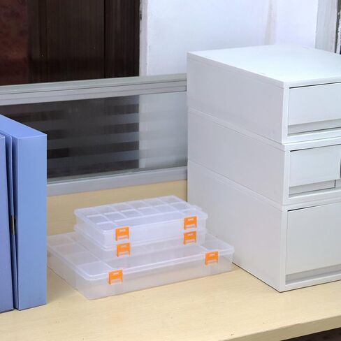 BangQiao 4 عبوات ثابتة من 21 شبكة صندوق تخزين بلاستيكي شفاف، علبة حاوية منظمة شفافة للأجزاء الصغيرة، الخرز، الأزرار، المجوهرات، الماس، مستلزمات الحرف اليدوية، مجموعة الخياطة، ملحقات DIY in Kuwait