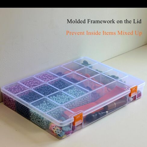 BangQiao 4 عبوات ثابتة من 21 شبكة صندوق تخزين بلاستيكي شفاف، علبة حاوية منظمة شفافة للأجزاء الصغيرة، الخرز، الأزرار، المجوهرات، الماس، مستلزمات الحرف اليدوية، مجموعة الخياطة، ملحقات DIY in Kuwait