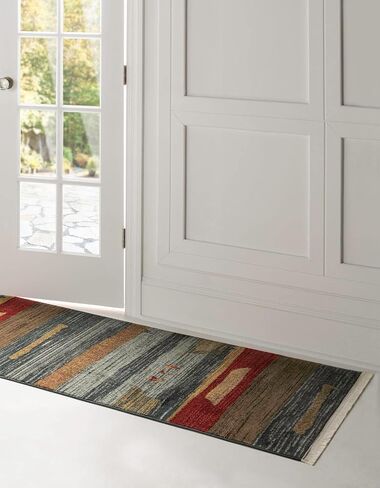 Rugs.com Kashkuli Gabbeh Collection Rug – 2' 7 x 10' Runner Blue Medium Rug Perfect for Hallways, Entryways in Saudi Arabia
