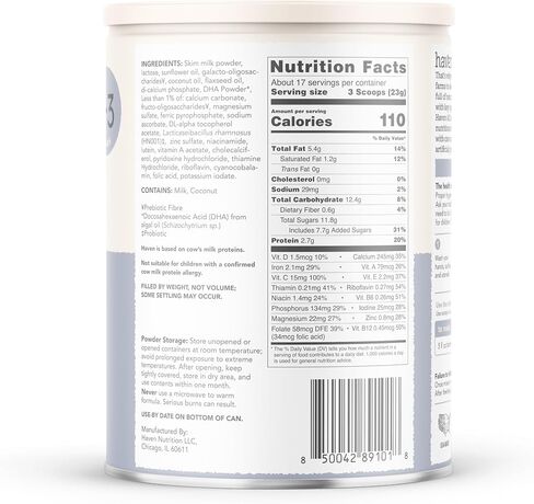 Haven A2 Toddler Formula | 1 to 3 Years | Premium New Zealand Grass-fed A2/A2 Protein Cow Milk Toddler Formula | Wholesome Goodness | Gentle on Tiny Tummies | Immune Support | Prebiotics, Probiotics, DHA, Lutein | Non GMO | No Palm Oil | 14.1 oz in Kuwait
