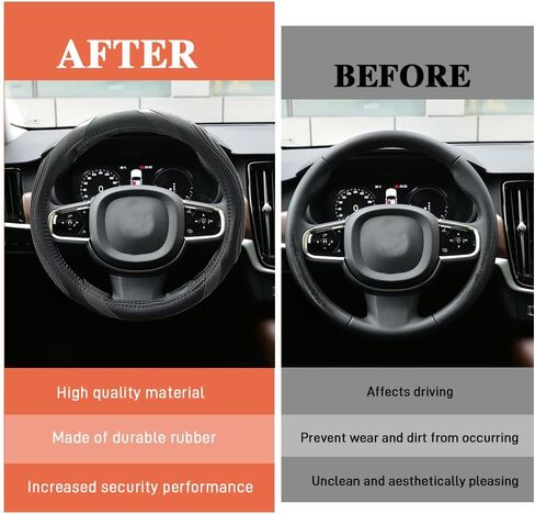 15 Inch Car Leather Steering Wheel Cover, Automotive Accessories Elastic Breathable Anti-Slip Soft Wheel Protector Fits Men and Women, Universal Steering Wheel Accessories for Cars SUVs Rvs (Gray) in Saudi Arabia