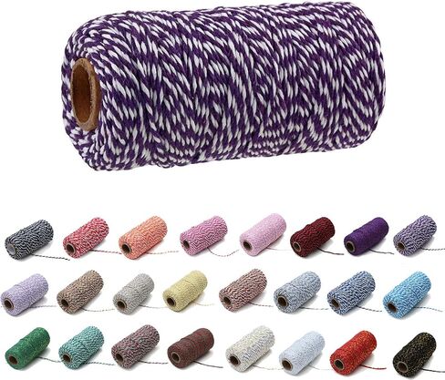 1 لفة 2mm 109 ساحة خبز الحبل القطن الملون خيوط DIY الحرف غلاف عيد الميلاد الزفاف ديكور المنزل الحبل (الكاكي+الأبيض) in Kuwait