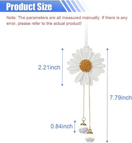 Daisy Car Hanging Ornament, Cute Automotive Rear View Mirror Charm, Lovely Flower Pendant for Car Interior Accessories, Aesthetic Decoration Present for Women Girls (White) in Saudi Arabia