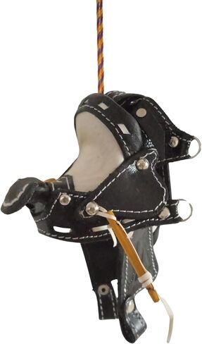 Innpres Genuine Leather Mini Horse Saddle ، ملحقات السيارات المصنوعة يدويًا لمرآة المنظر الخلفي ، زخرفة السيارات (أسود) in Saudi Arabia