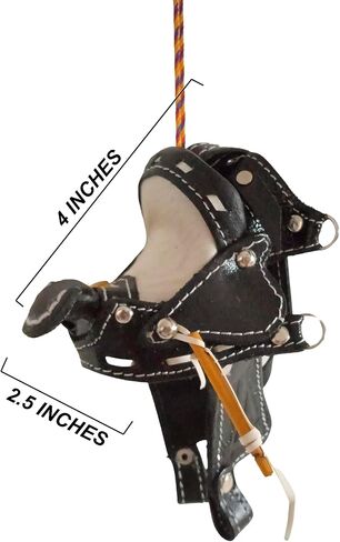 Innpres Genuine Leather Mini Horse Saddle ، ملحقات السيارات المصنوعة يدويًا لمرآة المنظر الخلفي ، زخرفة السيارات (أسود) in Saudi Arabia