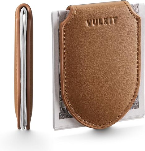 VULKIT Luxury Money Clip Top Grain Leather Magnetic Closure VULKIT Streamline Design Money Clip Wallet, Holds 10-20 Bills in Saudi Arabia