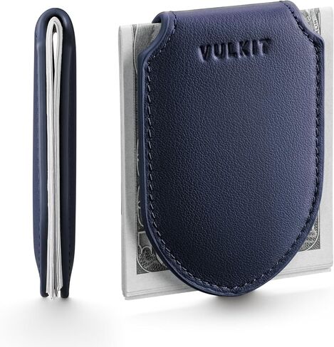 VULKIT Luxury Money Clip Top Grain Leather Magnetic Closure VULKIT Streamline Design Money Clip Wallet, Holds 10-20 Bills in Saudi Arabia