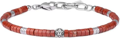 سوار Coai للخرز للرجال ، سوار Fleur de Lis Heishi Gemstone للرجال ، الحجر الأسود/الفيروز/Red Jasper in Kuwait