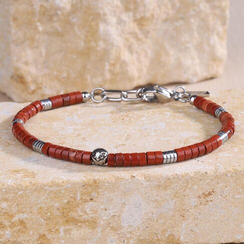 سوار Coai للخرز للرجال ، سوار Fleur de Lis Heishi Gemstone للرجال ، الحجر الأسود/الفيروز/Red Jasper in Kuwait