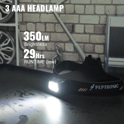 Rechargeable Headlamp with Dual Power Battery Powered (Included), LED Waterproof Adjustable Head Lamp, 6 Modes White Red Green Light for Outdoor Camping Running Hiking Fishing in Saudi Arabia