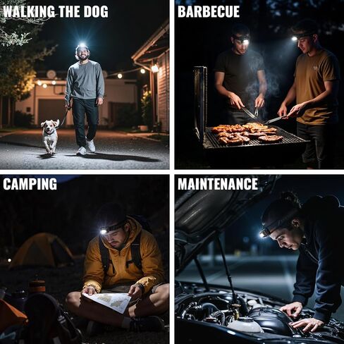 Rechargeable Headlamp with Dual Power Battery Powered (Included), LED Waterproof Adjustable Head Lamp, 6 Modes White Red Green Light for Outdoor Camping Running Hiking Fishing in Saudi Arabia