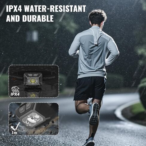 Rechargeable Headlamp with Dual Power Battery Powered (Included), LED Waterproof Adjustable Head Lamp, 6 Modes White Red Green Light for Outdoor Camping Running Hiking Fishing in Saudi Arabia