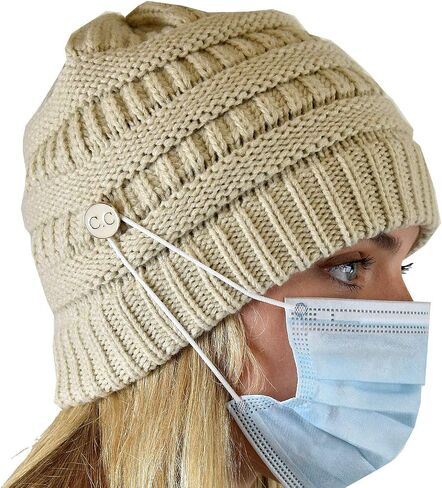 C.C Soft Stretch Cable Knit Side Epoxy Button for Mask Beanie Skully in Saudi Arabia
