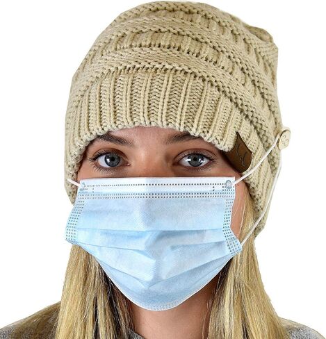 C.C Soft Stretch Cable Knit Side Epoxy Button for Mask Beanie Skully in Saudi Arabia