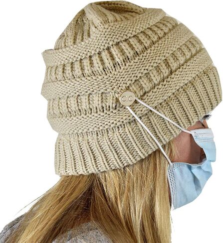 C.C Soft Stretch Cable Knit Side Epoxy Button for Mask Beanie Skully in Saudi Arabia