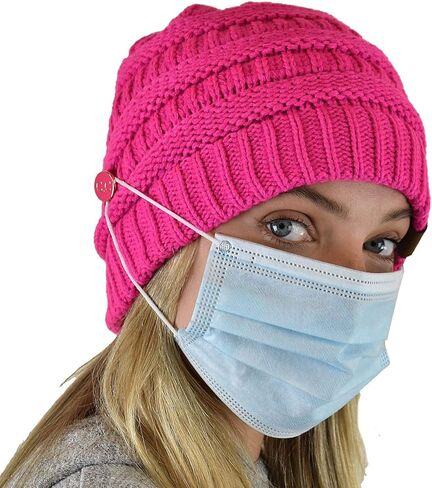 C.C Soft Stretch Cable Knit Side Epoxy Button for Mask Beanie Skully in Saudi Arabia