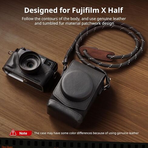 مجموعة علبة جلدية صغيرة لـ Fujifilm X Half ، حقيبة حمل كاملة على الطراز الرجعية مع علبة نصف جلدية ، وجيب بطاقات مدمج ، محمول وحماية بحزام الكتف المنسوج (الأسود)-5219 in Kuwait