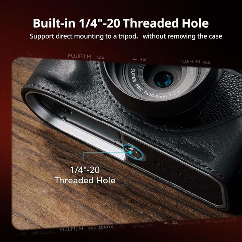 مجموعة علبة جلدية صغيرة لـ Fujifilm X Half ، حقيبة حمل كاملة على الطراز الرجعية مع علبة نصف جلدية ، وجيب بطاقات مدمج ، محمول وحماية بحزام الكتف المنسوج (الأسود)-5219 in Kuwait