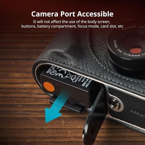 مجموعة علبة جلدية صغيرة لـ Fujifilm X Half ، حقيبة حمل كاملة على الطراز الرجعية مع علبة نصف جلدية ، وجيب بطاقات مدمج ، محمول وحماية بحزام الكتف المنسوج (الأسود)-5219 in Kuwait