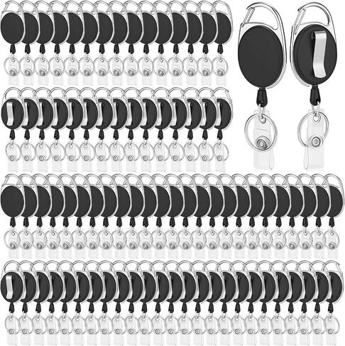 60 Pcs Badge Reels Retractable Bulk ID Badge Holders Retractable Lanyards with Carabiner Reel Clip for Keys, Retractable Card Holder Badge Reel Retractable Key Chains for Key Name Card Holder in Saudi Arabia
