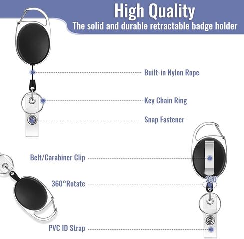 60 Pcs Badge Reels Retractable Bulk ID Badge Holders Retractable Lanyards with Carabiner Reel Clip for Keys, Retractable Card Holder Badge Reel Retractable Key Chains for Key Name Card Holder in Saudi Arabia