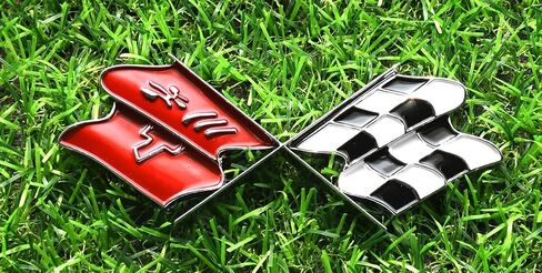 Gas Door Emblems Cross Crossed Flags Badge Logo Replacement for 1968-1972 Corvette C3 (Chrome) in Saudi Arabia