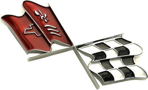 Gas Door Emblems Cross Crossed Flags Badge Logo Replacement for 1968-1972 Corvette C3 (Chrome) in Saudi Arabia