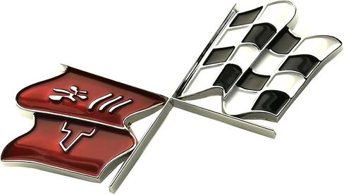 Gas Door Emblems Cross Crossed Flags Badge Logo Replacement for 1968-1972 Corvette C3 (Chrome) in Saudi Arabia