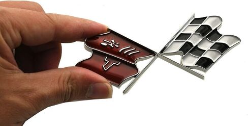 Gas Door Emblems Cross Crossed Flags Badge Logo Replacement for 1968-1972 Corvette C3 (Chrome) in Saudi Arabia