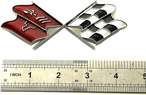 Gas Door Emblems Cross Crossed Flags Badge Logo Replacement for 1968-1972 Corvette C3 (Chrome) in Saudi Arabia