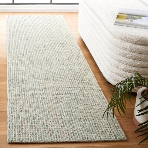 SAFAVIEH Abstract Collection Runner Rug - 2'3" x 10', Green & Ivory, Handmade Wool, Ideal for High Traffic Areas in Living Room, Bedroom (ABT484Y) in Saudi Arabia