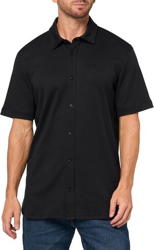 KARL LAGERFELD Paris Men's Button Front Collared Short Sleeve Woven Dress in Saudi Arabia