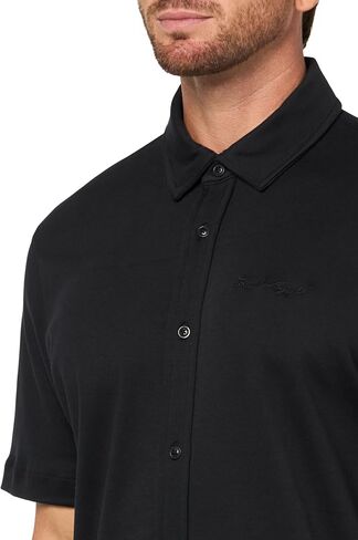 KARL LAGERFELD Paris Men's Button Front Collared Short Sleeve Woven Dress in Saudi Arabia