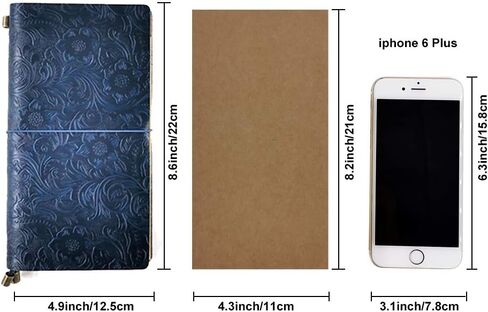 Refillable Leather Journal, Handmade Notebook with Bookmark for Men & Women, Vintage Notebook perfect for writing, gifts, travelers (Blue, A5) in Saudi Arabia