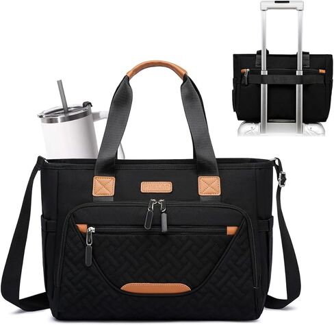 حقيبة حمل الحفاضات، حقيبة حفاضات كبيرة مع حجرة كمبيوتر محمول مقاس 16 بوصة، حقيبة حفاضات للأطفال الصغار للأم (أسود) in Kuwait