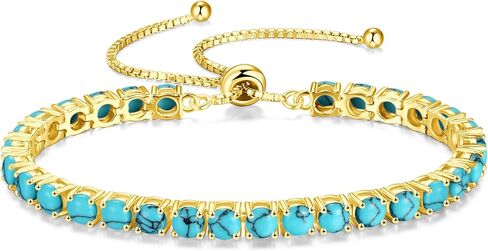 FANCIME Birthstone Bracelet Jewelry for Women Sterling Silver with Gold Plated Tennis Bracelet Classic Bolo Adjustable Chain Fine Jewelry Anniversary Birthday Gifts for Women Mom Wife Her in Saudi Arabia