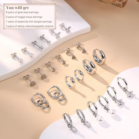 jstyle small gold hoops أقراط للنساء 14K الذهب مطلي بالذهن هوب أقراط خفيفة الوزن عنصرية stud أقراط مع Zirconia Zirconia charm charm concring in Saudi Arabia