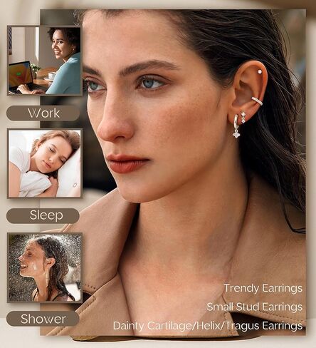 jstyle small gold hoops أقراط للنساء 14K الذهب مطلي بالذهن هوب أقراط خفيفة الوزن عنصرية stud أقراط مع Zirconia Zirconia charm charm concring in Saudi Arabia