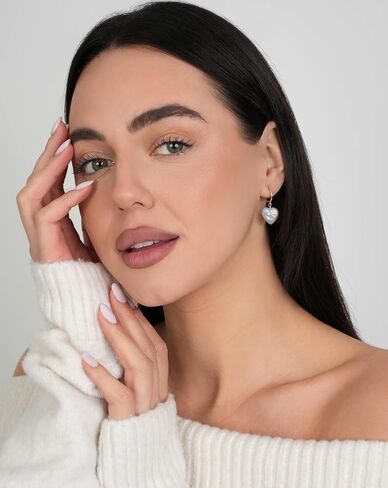 LILY LUSTRE 14k Gold Plated/Filled 925 Sterling Silver Handpicked AAAA Quality Natural White Freshwater Cultured Heart Shaped Pearl Huggie Hoop/Leverback Drop Dangle Earrings for Women in Saudi Arabia